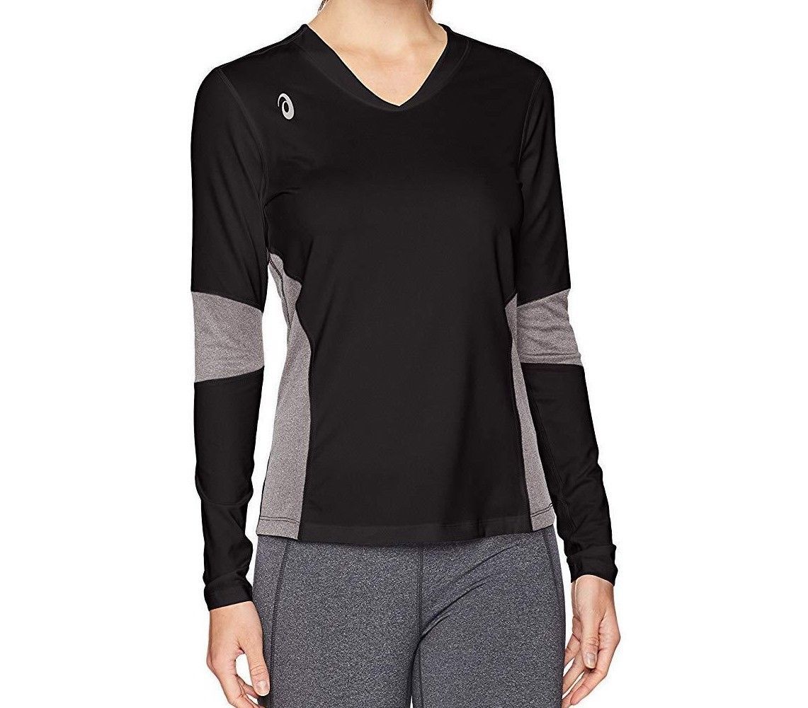 ASICS Women's Volleyball Decoy Long sleeve, Black/Heather Grey, Size