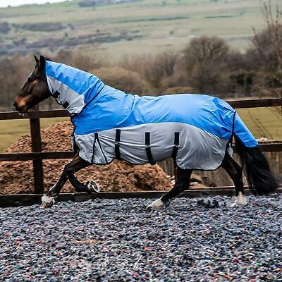 in 600D 2 1 Waterproof Fly Turnout Horse Mesh Rug Fixed Neck 2 Blue's 5'6-6'9 