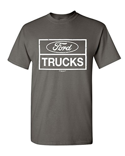 Distressed Ford Trucks T-Shirt F150 American Pick Up Cotton Tee Charcoal 4XL
