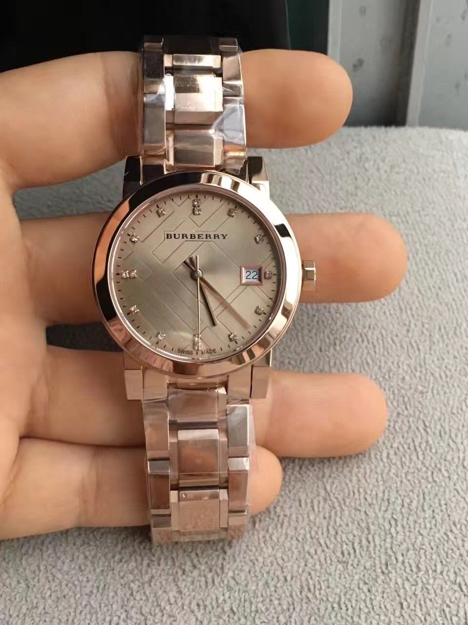 Burberry BU9126 The City Rose Gold Gray Dial Swiss Made Womens Watch ...