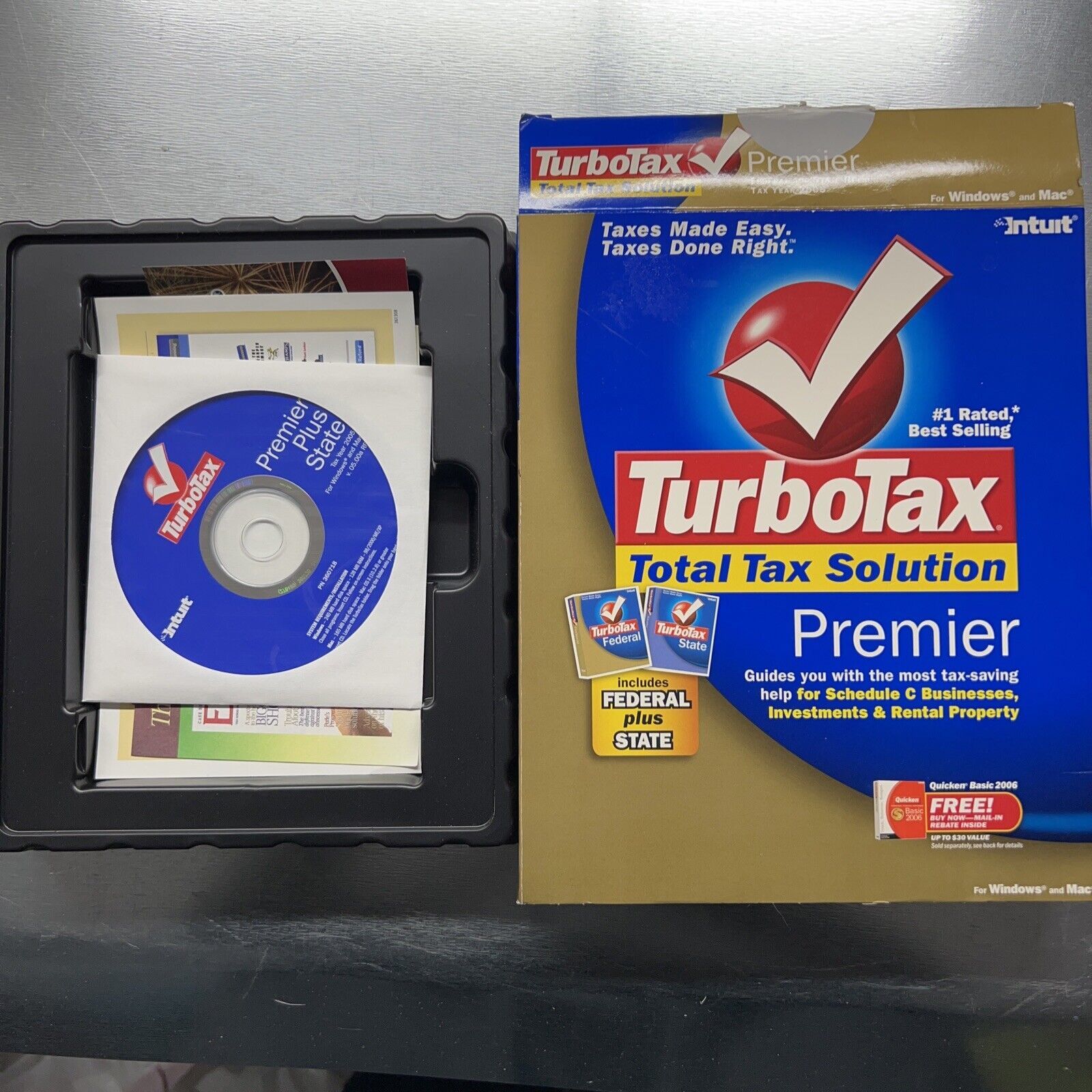 2005 Intuit TurboTax Premier Plus State Tax Prep Software CD Windows & Mac - $49.99