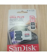 SanDisk Ultra PLUS 16GB microSDHC UHS-I Memory Card Gray/Red 98MB/s Turb... - $8.33