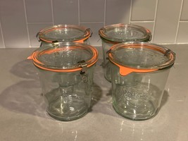 WECK Rundrand-Glas 100 Glass Lidded Storage/Canning Jars SET OF 4 NEW 3.... - $43.44