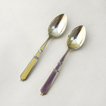 Gorham Enamel Demitasse Spoons Pair Sterling Silver Pat 1915 - $111.27
