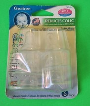 6 Gerber First Essentials Silicone Replacement Bottle Nipples Medium Flow 4+ mo - $9.79