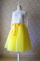 YELLOW Midi Tulle Skirt Bridesmaid Tulle Midi Skirt 6-layer Plus Size Tutu Skirt image 4