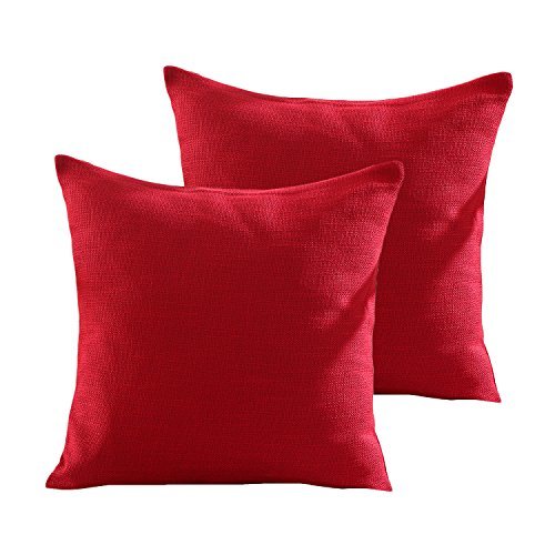 Deconovo Red Pillow Case Decorative Hand Made Faux Linen Throw Cushion ...