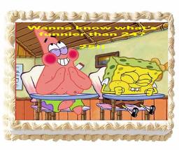 Sponge Patrick Whats Funnier BoB than 24 Edible Cake Birthday Party Topper Image - $8.00