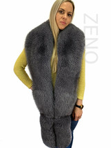 Fox Fur Stole 70' (180cm) Saga Furs Dark Grey Tails / Wristbands / Headband image 2