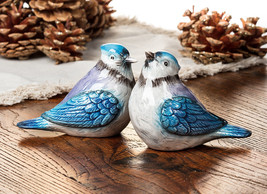 Blue Jay Salt Pepper Shakers Set Birds 4" Long Ceramic Wild Bird Nature image 2