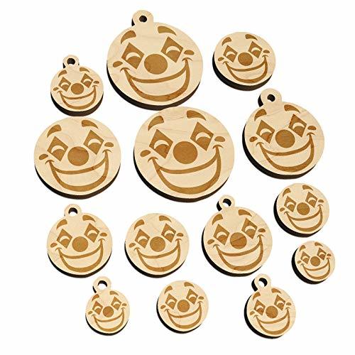 Happy Clown Face Mini Wood Shape Charms Jewelry DIY Craft - Various Sizes (16pcs