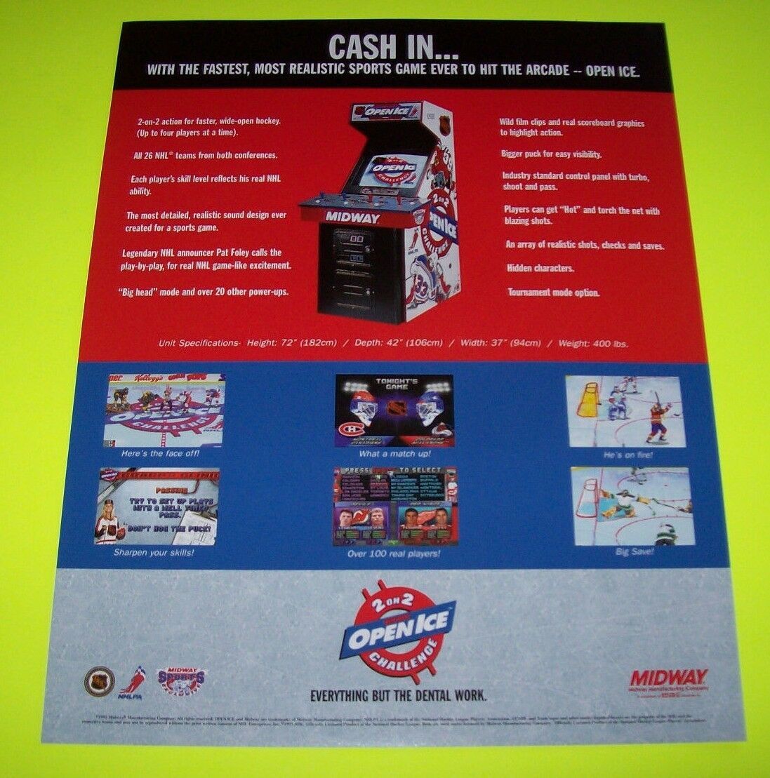 Midway 2 On 2 Open Ice Challenge Arcade FLYER Original NOS Video Game ...