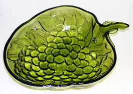 Large 13&quot; GREEN Glass Bowl Heavily Embossed GRAPE Design - $15.00