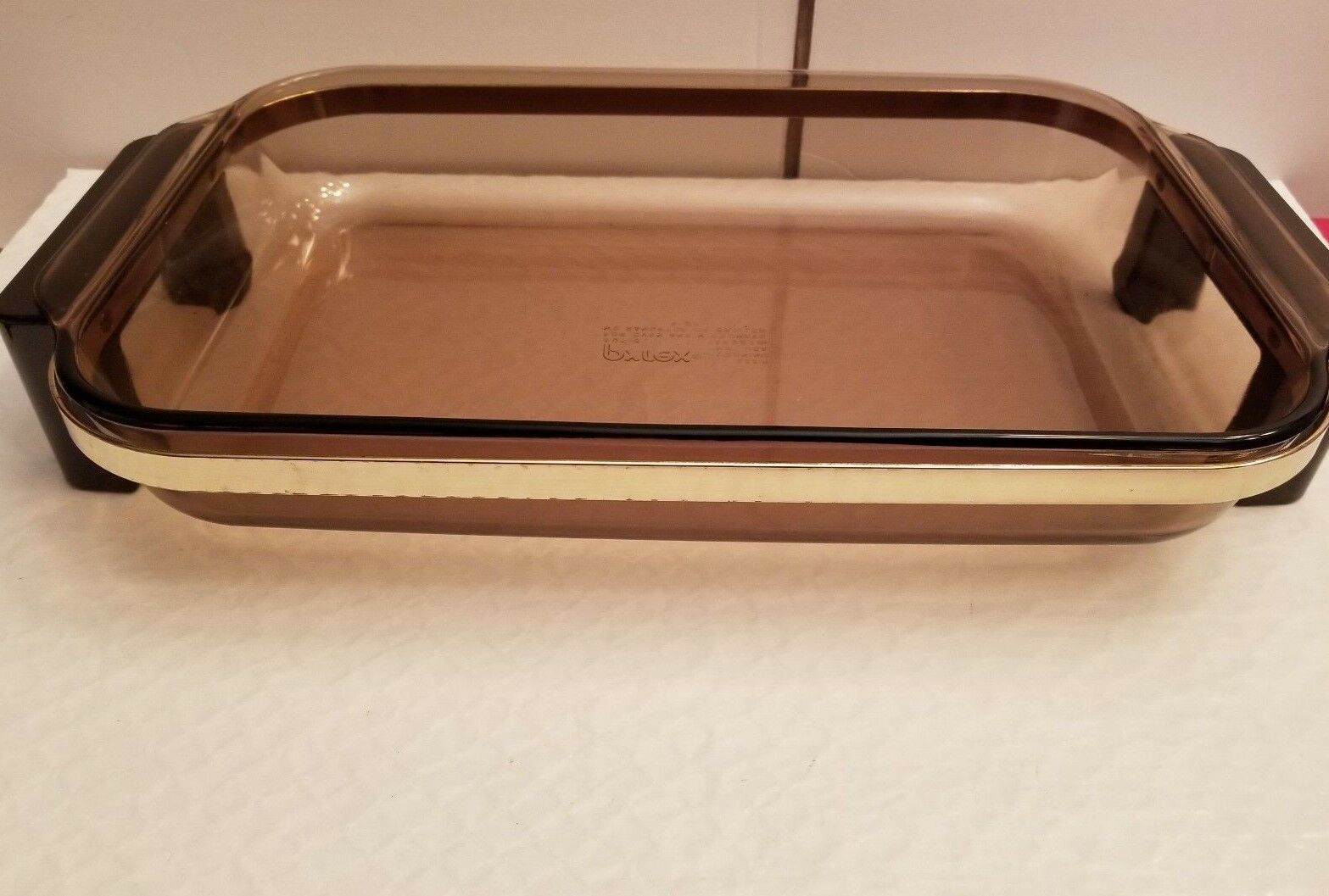 Vintage Pyrex Baking Casserole Dish Brown Amber 233r and Stand 13X9X2