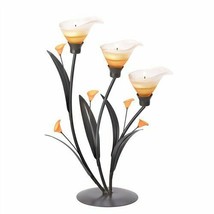 Amber Lilies Dark Metal Tealight Candle Holder - $28.51