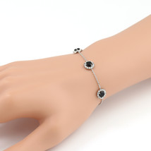 Silver Tone Faux Onyx & Swarovski Style Crystal Bracelet - $26.99