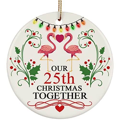 OUR 25 Years Anniversary Flamingo Bird Couple In Love Ornament 25th Wedding Keep