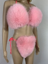 Fox Fur Bikini Double Sided Fur Two Pieces Bikini Fur Top And Panties Pink Color image 8