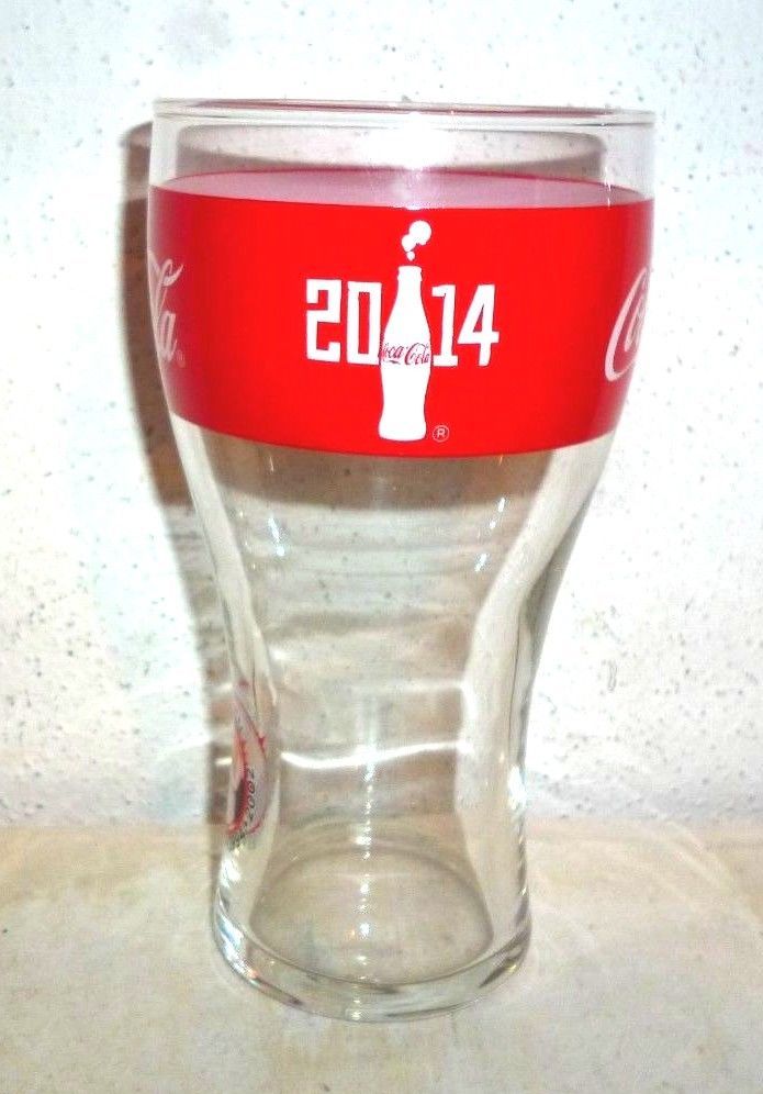 Qty 4 Coca Cola Stained Glass Red and White Enjoy Coca Cola Tumbler Glasses