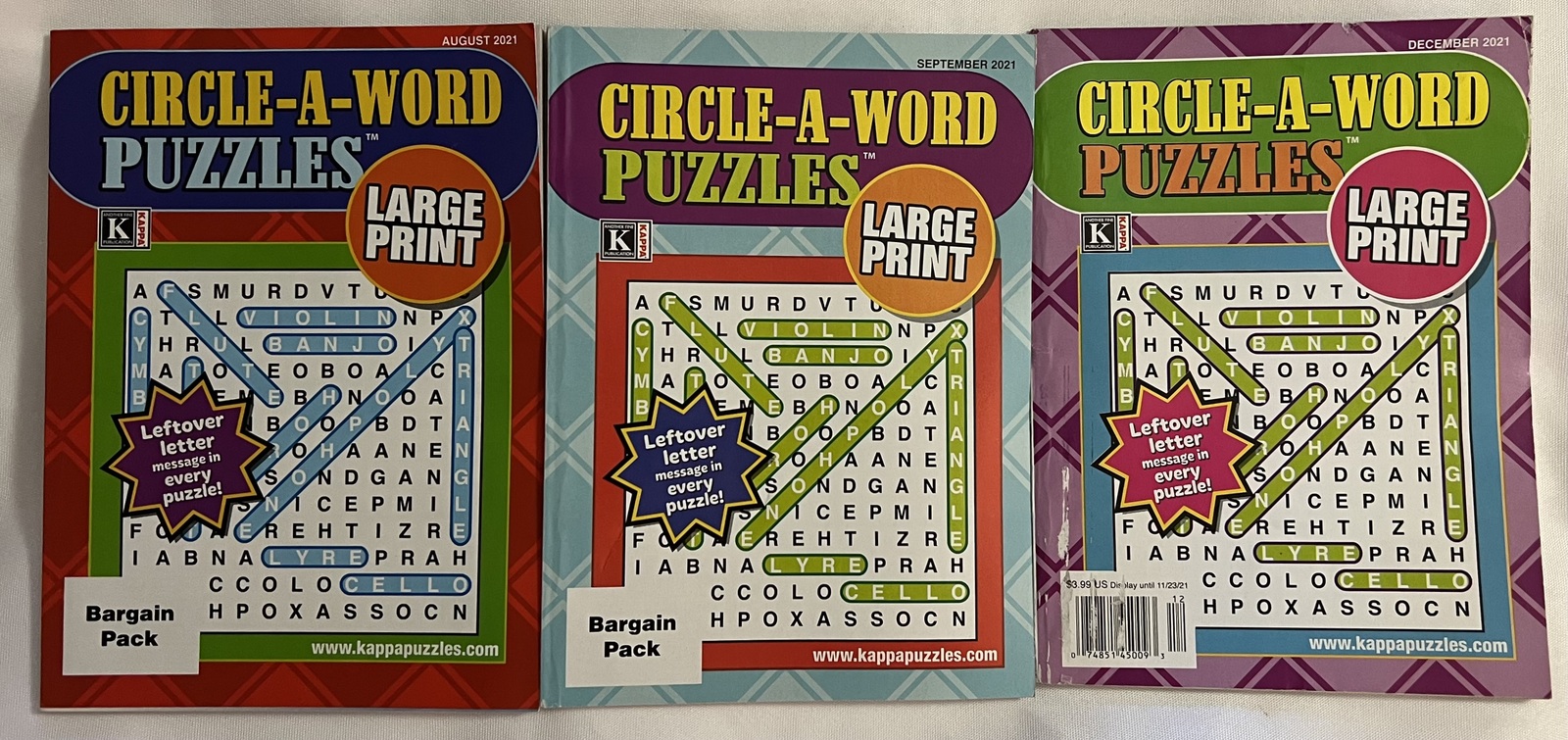 Lot Of (3) Kappa CircleAWord Puzzles WordFinds LARGE PRINT 2021