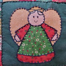 Angel Throw Pillow, Mini Quilt Pillow, Decorative Holiday Angels Stars Decor image 2