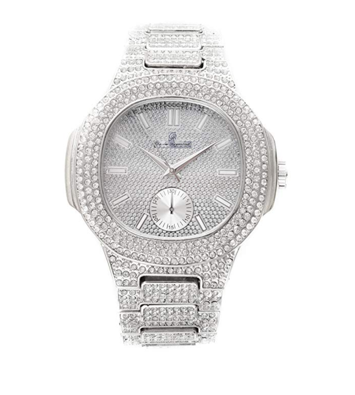 CZ Diamonds Bust Down AP Watch. Silver AP Hip Hop Watch Rapper Iced Out