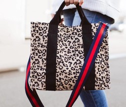 Cotton and Canvas Leopard Print Crossbody Totes - $39.99