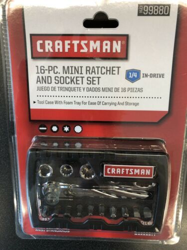 Craftsman 1/4 Drive 16 Piece Mini Ratchet and Socket Set w/ Case ...