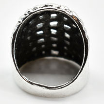 Bohemian Inspired Silver Tone Curb Link Chain Design Statement Ring image 3