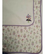 Gymboree Baby Blanket White Lavender Bouquet w/ Bow Reversible Embroider... - $29.65