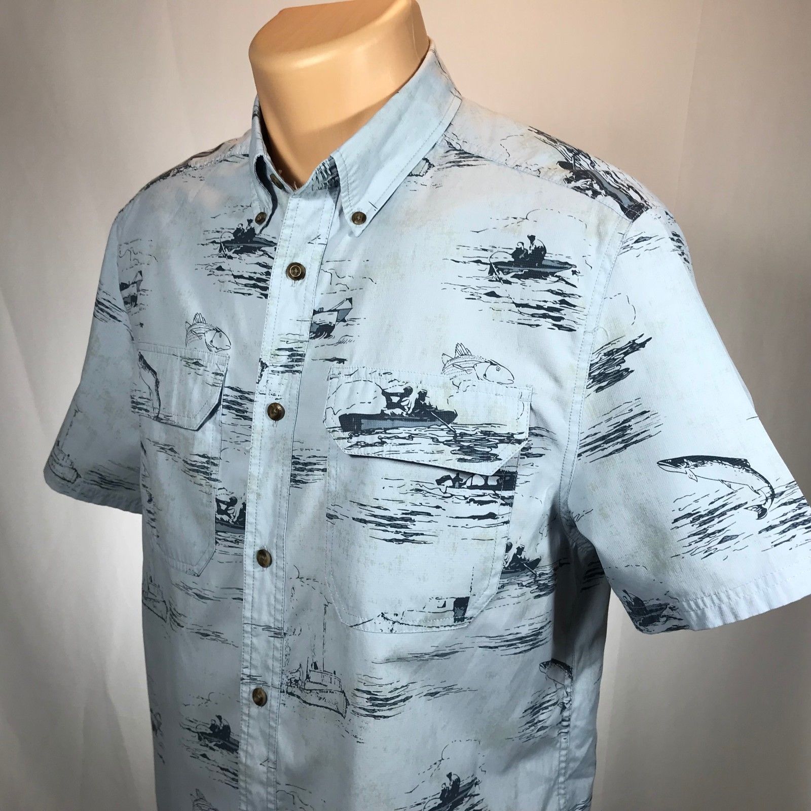 Field And Stream M Hawaiian Fishing Style Shirt Mens Size Medium Short ...