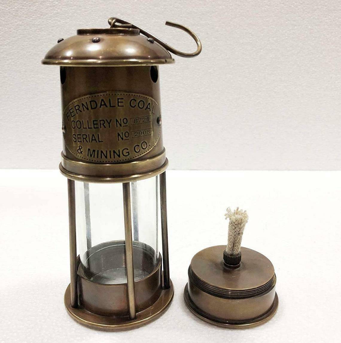 Antique Brass Minor Oil Lamp Maritime Ship Lantern 7 handmade vintage
