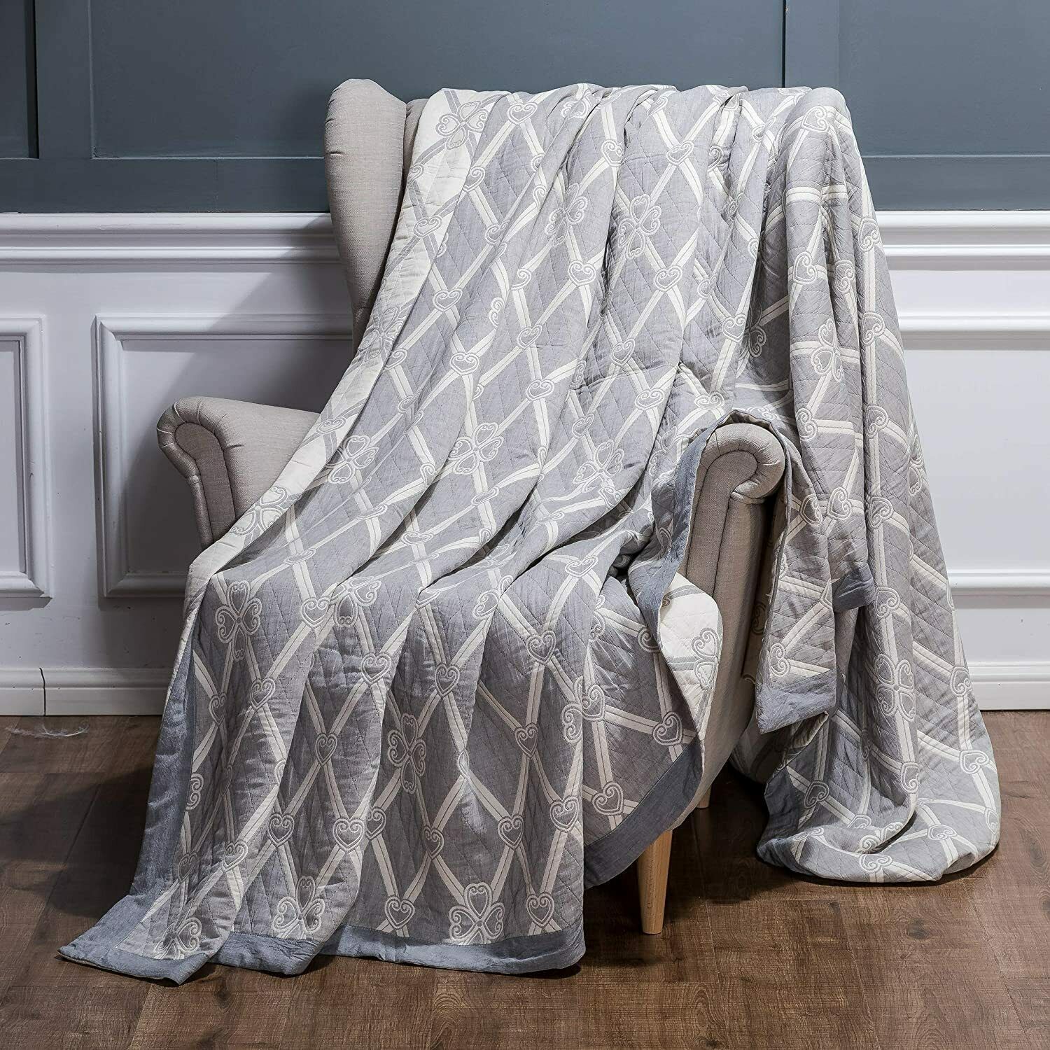Twin Muslin Blanket Cotton 68 x 92 Gray Diamond Soft Shabby Chic ...