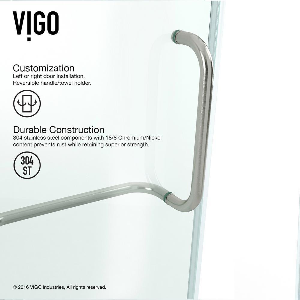 VIGO Shower Door 40.25 in. x 76.75 in. Double Hinged Slip Resistant