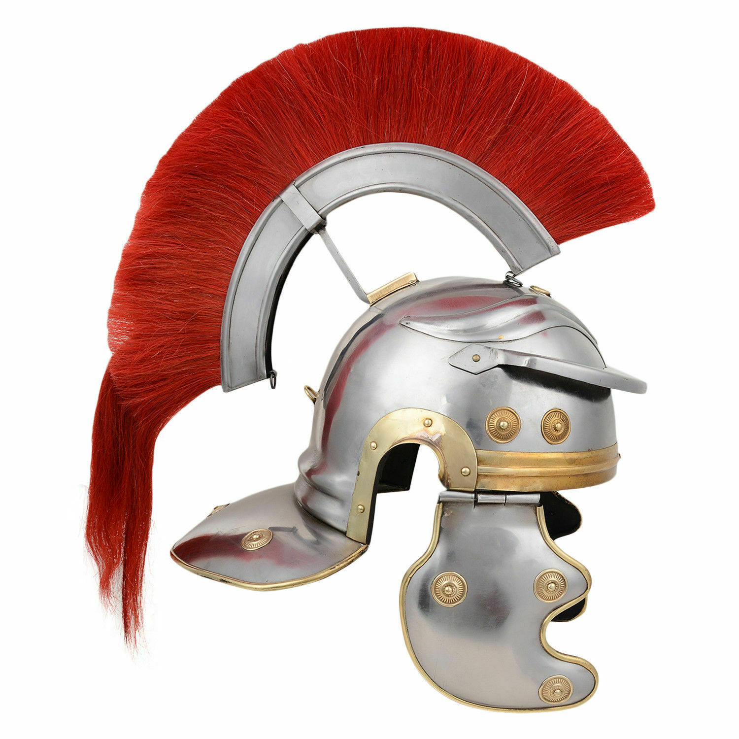 Roman Wearable Imperial Gallic Centurion Helmet with Red Crest & Liner ...