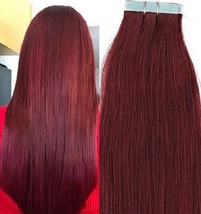 18",20" 100gr,40pc, 100% Human Tape In Hair Extensions #99J Burgundy Red Wine - $108.89