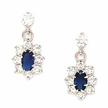Women/Children Stylish 14K WG Sapphire Birthstone Flower Dangle Earrings - $76.74