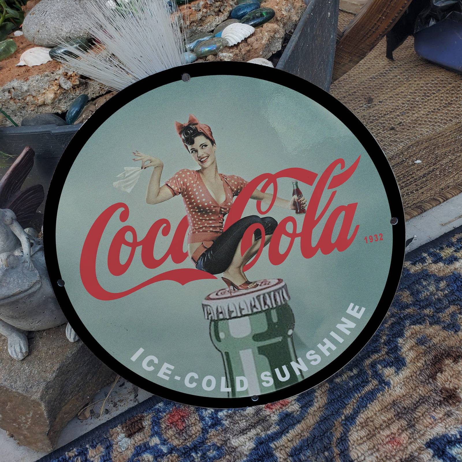 Vintage 1932 Coca-Cola Ice Cold Sunshine Soft Drink Porcelain Gas & Oil ...