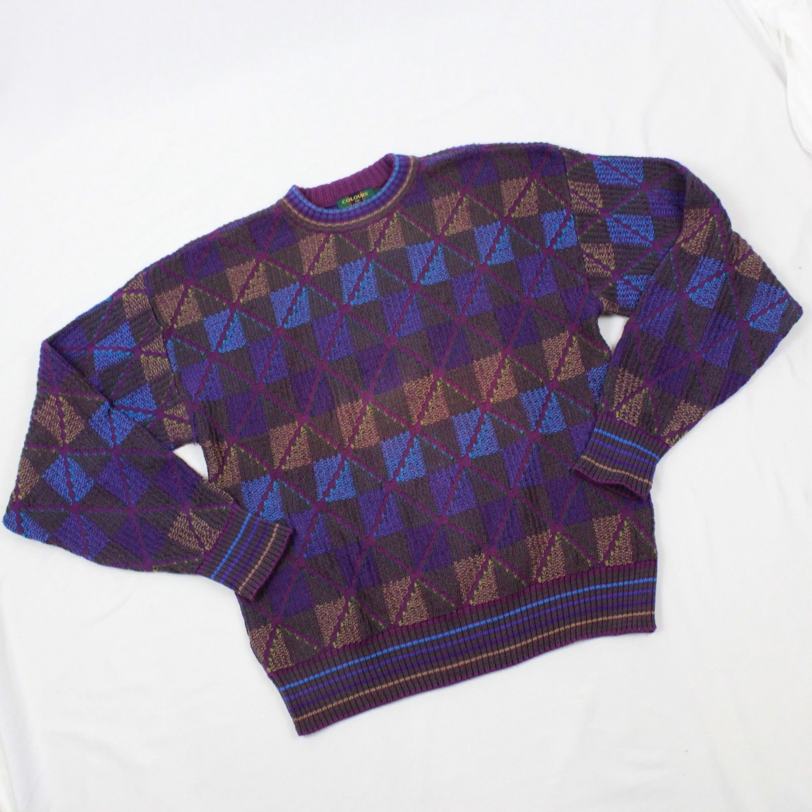 VTG Cable Knit Crew Neck Colours by Alexander Julian Sweater Size Large ...