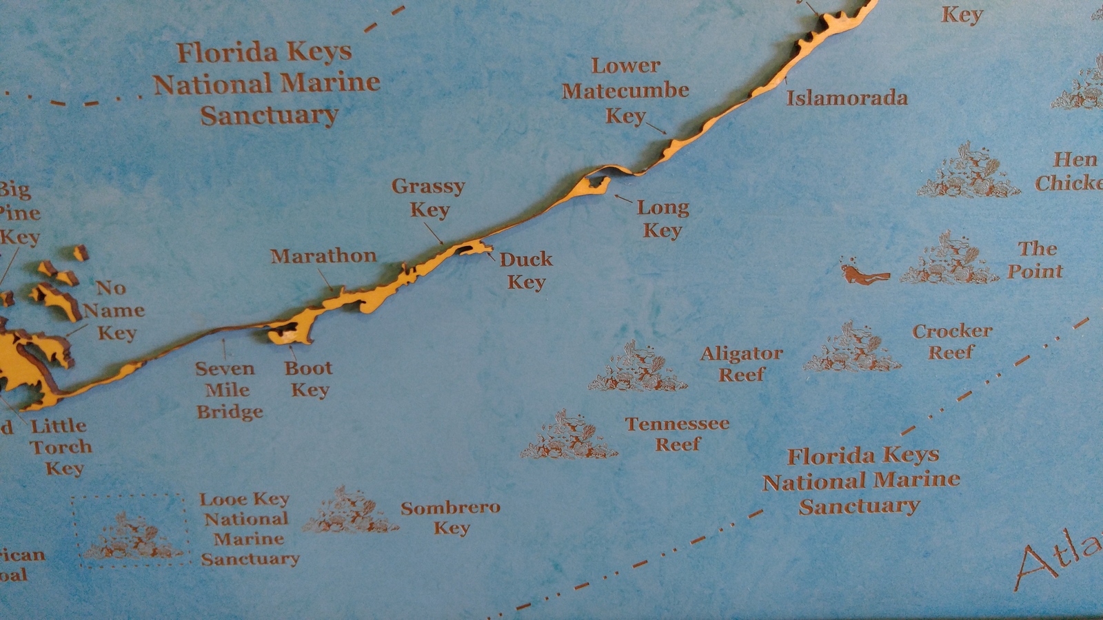 The Florida Keys Wood Laser Cut Map Wall Hanging Plaques & Signs