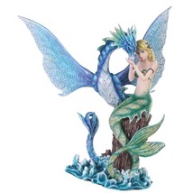Q-Max 11 H Blue Mermaid with Sea Serpent Statue Fantasy - $94.95
