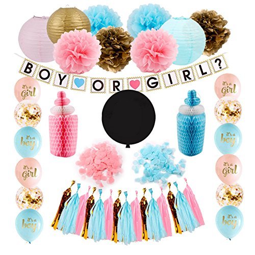 Gender Reveal Party Supplies (42 Pieces) Baby Shower Decorating Kit