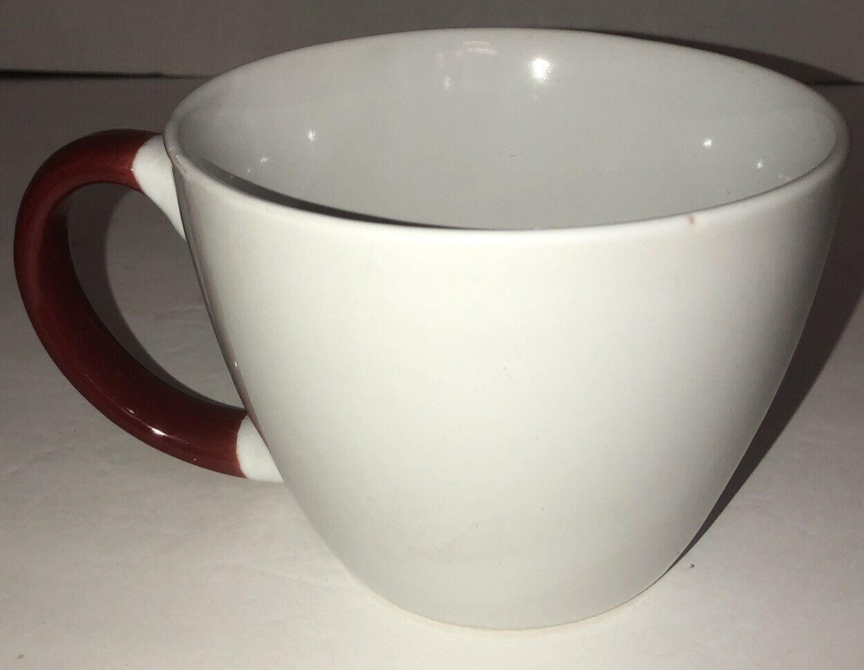 Oversized Giant 5” Wide Coffee Tea Mug Office Cup Gift-White/Burgundy-Brand New
