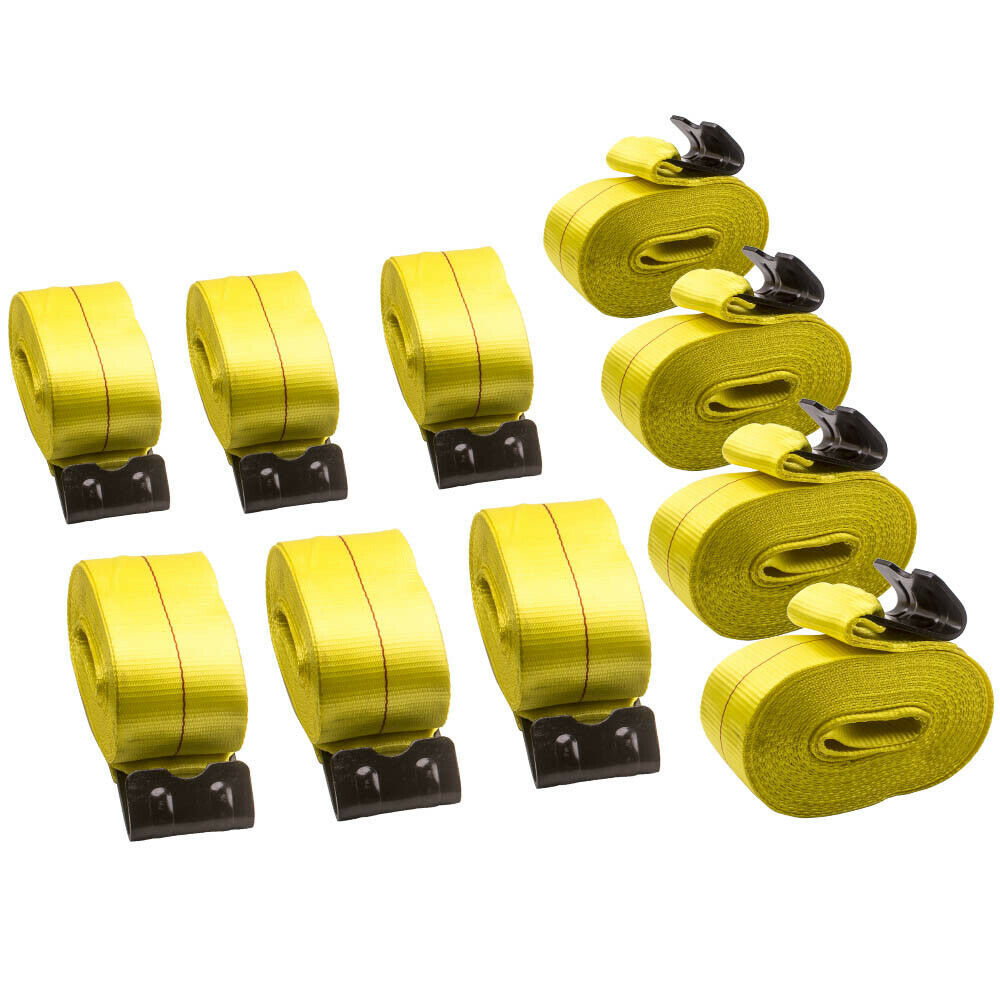 10x Kit Fit 4" x 30' Flat Hook Winch Straps Flatbed Truck Trailer Tie