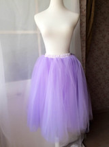 Women's Knee Length Tutu Tulle Skirt High Waist Tutu Party Skirts Light Purple 