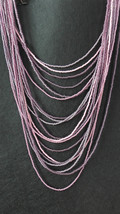 Purple pink necklace Seed bead multi strand necklace - $47.97