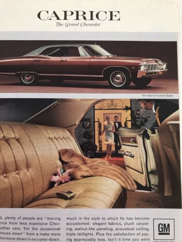 Primary image for Print Ad Vtg 1967 Advertising Chevrolet Caprice Lady With Fur Coat