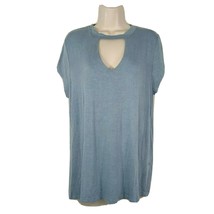 MittoShop Shirt Top T-shirt V-neck Women Size M Heather Blue Short Sleeve - $14.84