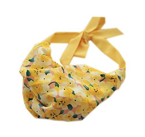 Vigour Yellow Strap Headband Lace Up Floral Print Hair Band