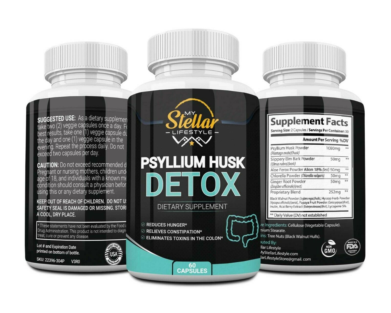 Psyllium Husk Detox by My Stellar Lifestyle 60 Capsules Detox